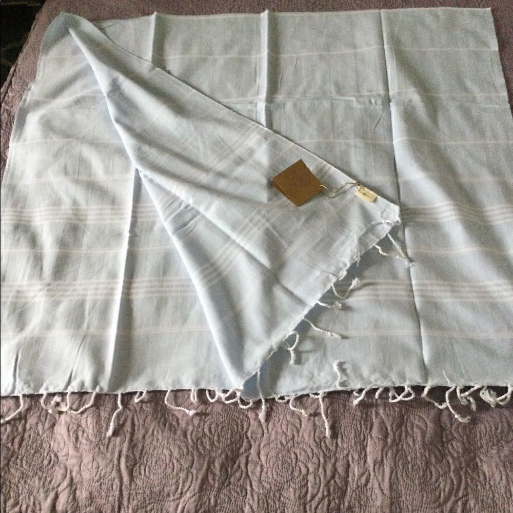 NWT blanket, pashmina baby blue and white stripes